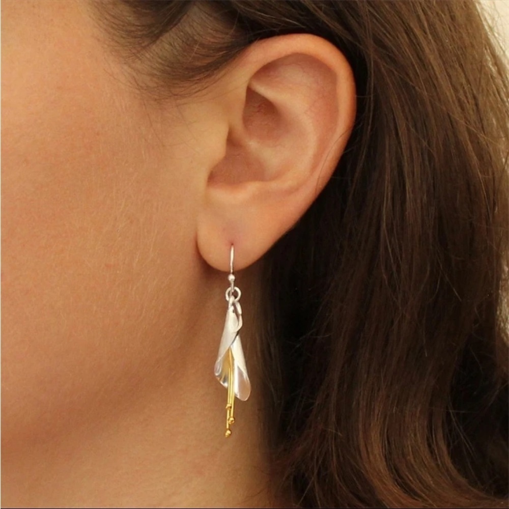 VINTAGE Style Sterling Silver Orchid Earrings